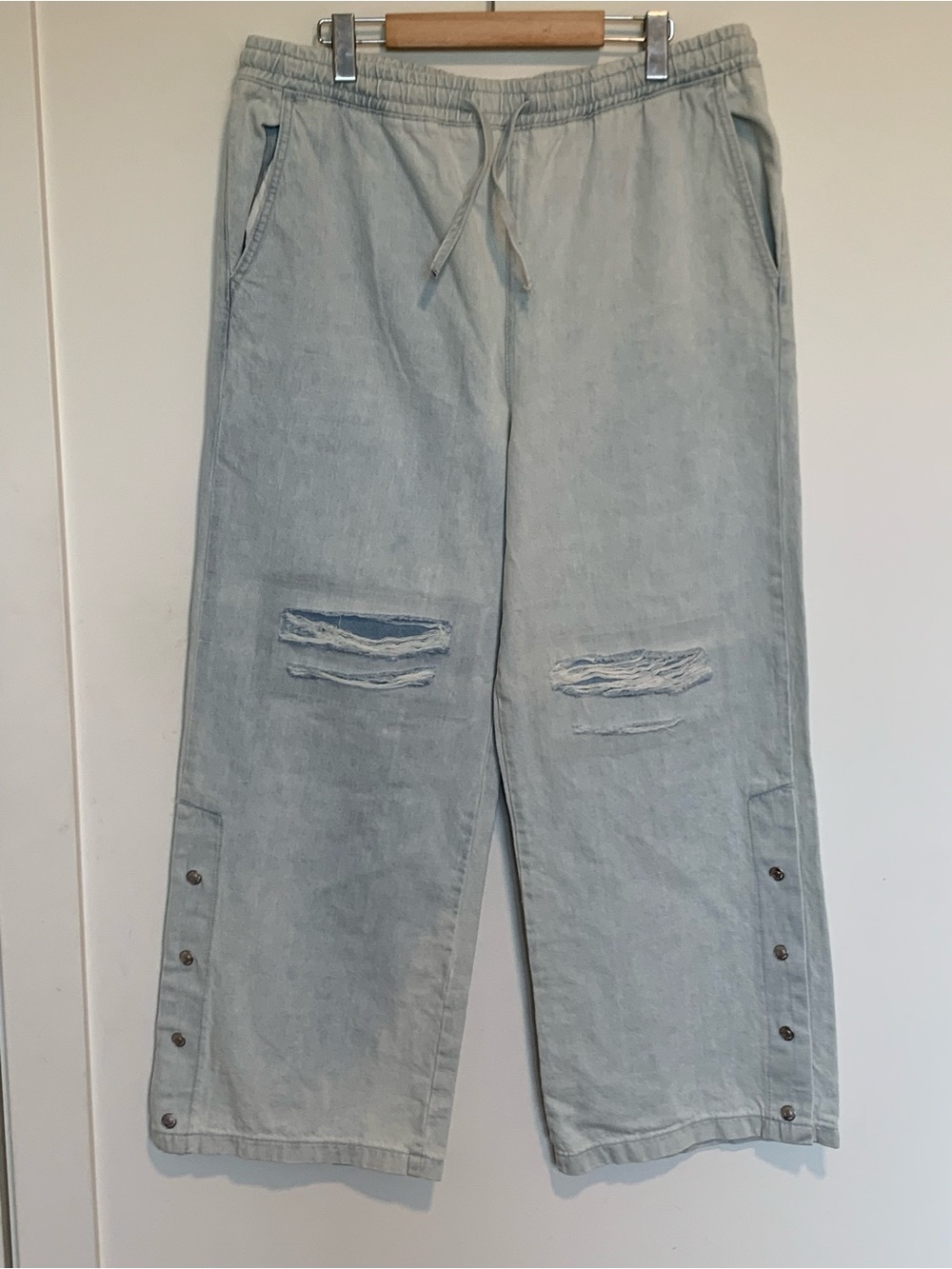 Splash DNM Pull on High Rise Wide Leg Denim Pants Size 32 Drawstring Waist